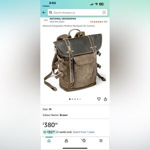 National Geographic Africa, probably, camera & laptop backpack. DSLR mirrorless